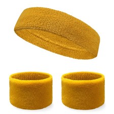 Couver Headband Wristbands Set 3pc Ultra Absorbent Cotton Terry Cloth