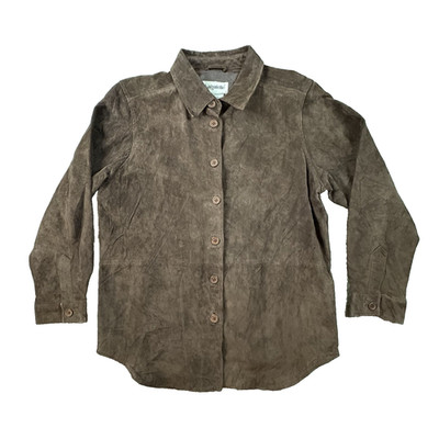 Bagatelle Women's M Brown Suede Leather Shirt Jacket Button Up Shacket SEE DESC
