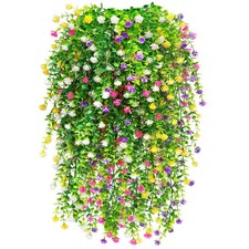Yueshop 4Pcs Artificial Hanging Flowers, Artificial Hanging Plants Outdoor