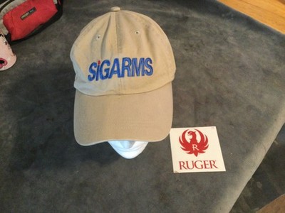 Vintage,Nice,Clean 90 s? Sig SIGARMS Biege/Tan Hat & New Ruger sticker.FREESHIP!