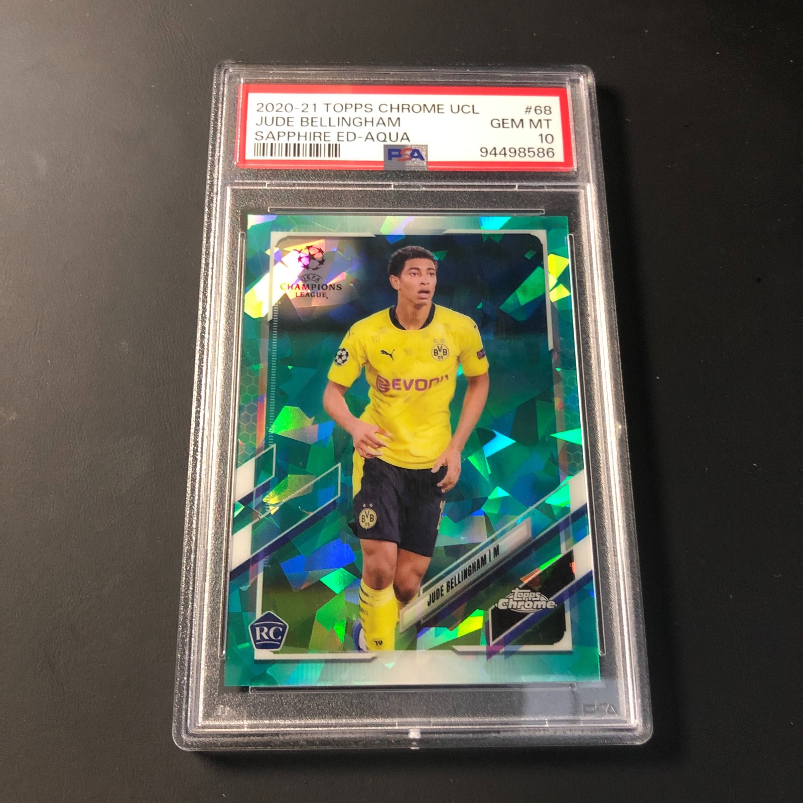 2020-21 Topps Chrome Sapphire Jude Bellingham #68 RC Rookie Aqua /150 PSA 10