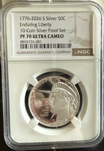 1776 2026 $0.50 S Silver Enduring Liberty NGC PF70 Half Dollar Kennedy 50c