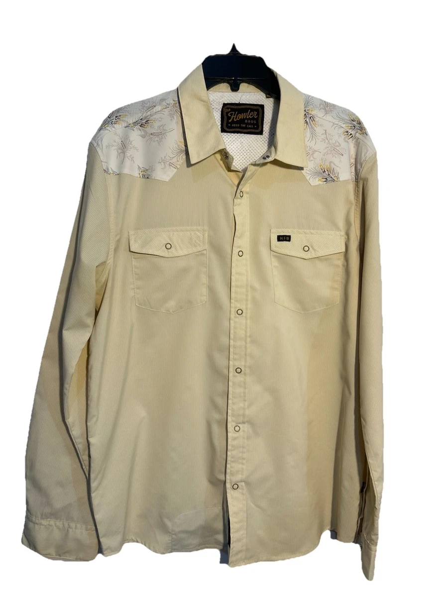 Chemise homme Howler Bros XL beige gaucho perle snap agave
