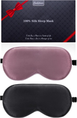 BeeVines Sleep Mask, 2 Pack 100% Real Natural 12- Black & Ruby Purple 