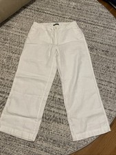 Lauren Ralph Lauren Linen Wide Leg Pants Women  s Size 10 Solid White