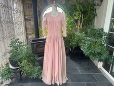 Vintage 1930s Pale Pink Chiffon Crepe Back Button Gown Wounded Bird