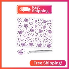 3Sheets Heart Gem Stickers Jewels for Crafts, Face Makeup - Self Adhesive Rhines