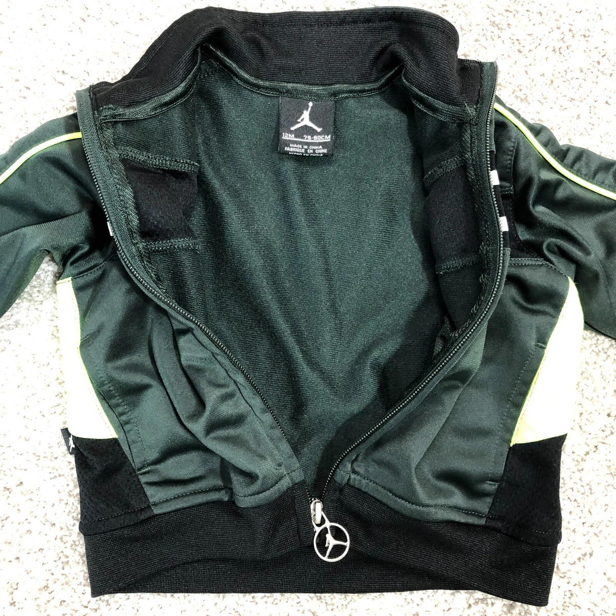 NIKE AIR JORDAN Sweater Boys Baby 12M Green Neon Full Zip Up Logo Basketball EUC