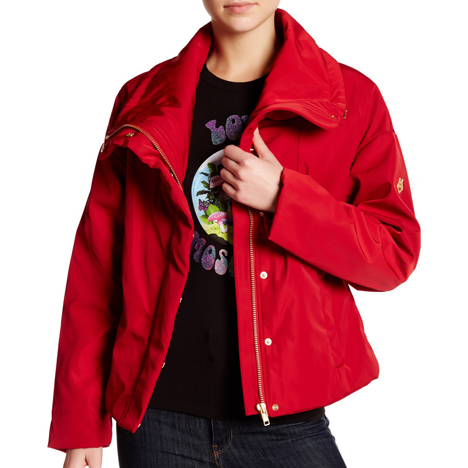 LOVE MOSCHINO Puffer Funnel Neck Button 