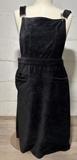 Ribbed Bib Overall Jumper Dress Women's M Black Pocket Mini Preppy School