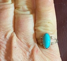 Vintage Sterling Silver Turquoise Ring Southwestern Size 7