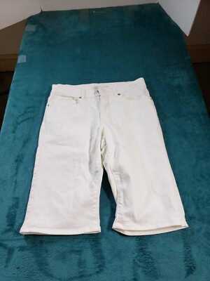 Levis Shorts Sz 27 Womens White Mid Rise Stretch Midi Bermuda