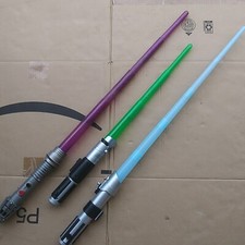 3x 2002 Hasbro Star Wars LFL Light Up Lightsabers Lot: 2 Light  sound, 1 Light