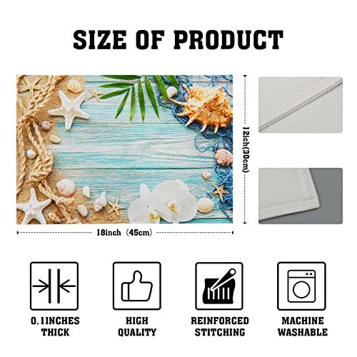 Beach Placemats Set of 4 Nautical Coastal Starfish Place Mats for Dining Ta eBay