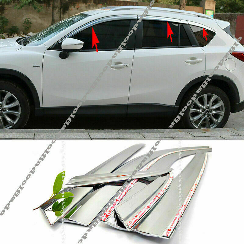 Chrome Acrylic Window Visors For 2012-16 Mazda CX-5 CX5 Rain Sun