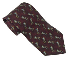 Louis Feraud Men's Tie 100% Silk Made in USA Burgundy & Blue Handsome Necktie