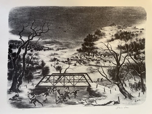 Doris Lee "Winter In The Catskills" Plate Signed Lithograph Print Repro. 1930s