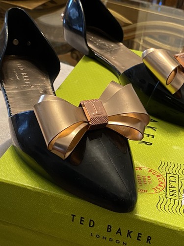 Ted baker lela Gold Bow Flat jelly 