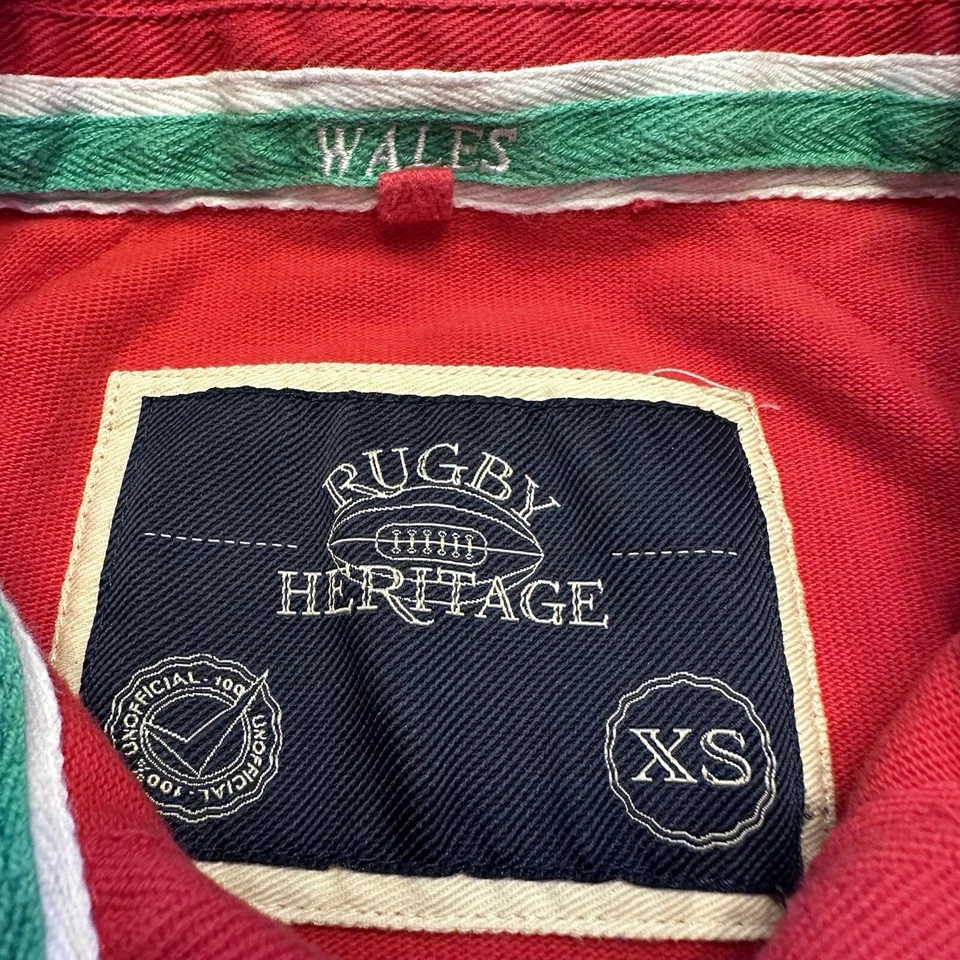 Rubgy Heritage Red Wales Rugby Shirt Mens XS Top Long Sleeve Elbow Patch Cotton - Image 2 of 4