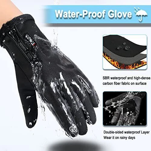 Outdoor Winter Gloves for Men Women Waterproof Gloves Touchscreen Gloves Thermal - image 2 of 4