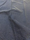 Vintage Navy Blue Fabric w White Flocked Dots 24"x45"+ Polkadot Flocking Cotton — photo 1