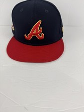 Atlanta Braves- Fitted NEW ERA 59Fifty Game Day Cap Navy/Red Hat Size 7 3/8-NEW