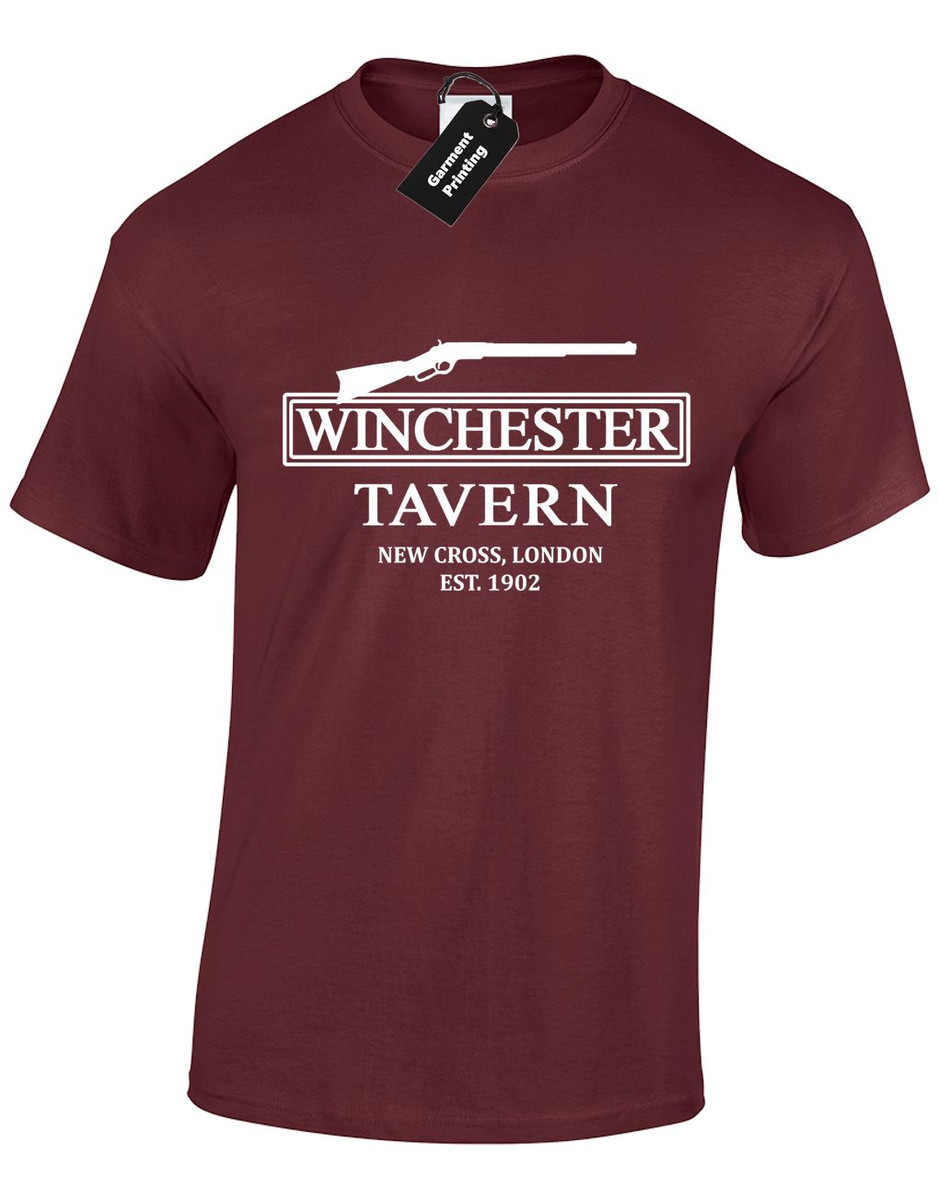 WINCHESTER TAVERN MENS T SHIRT CORNETTO TRILOGY RIFLE PEGG FROST