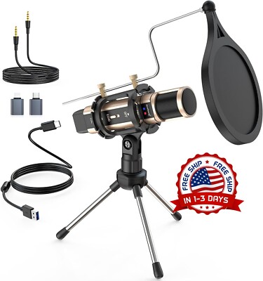 Microfono Condensador De Estudio Profesional Para PC Youtubers Podcast Streaming