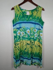Jams World Shift Dress Women's Size Medium Green L'Herbe Floral Sleeveless Tank