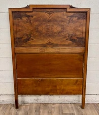 Antique Victorian Style Twin Size High Back Burled Carved Headboard