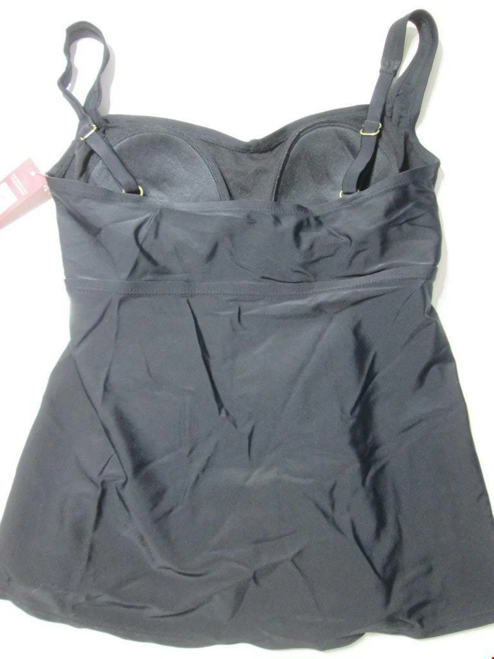 Новый с Ярлыками Merona женщин размер M танкини черный беспроводной с подкладкой чашки собранными в Рюш Beachwear - Изображение 2 из 4