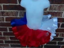 6-12 M 4th of july tutu ribbon trim tutu outfit, red white and blue customize