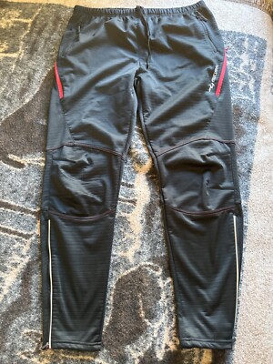 MUCUBAL Men's XL Black, Red Zipper Pocket Detail Waterproof Warm Sports Trousers