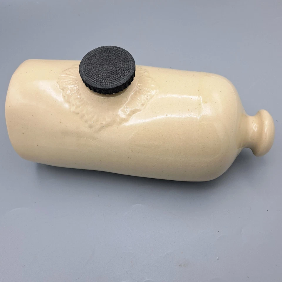Antique Earthenware Bed Warmer Foot Warmer Original Stopper Cream Stone England - Image 2 of 4