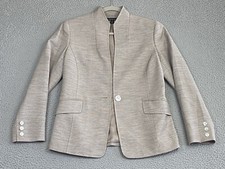 Lafayette 148 New York Blazer Womens Size 4 Ecru Stretch Wool Single Button EXC