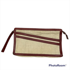 Vintage Tano Tweed And Leather Clutch Bag With Wrist Strap Classic Style