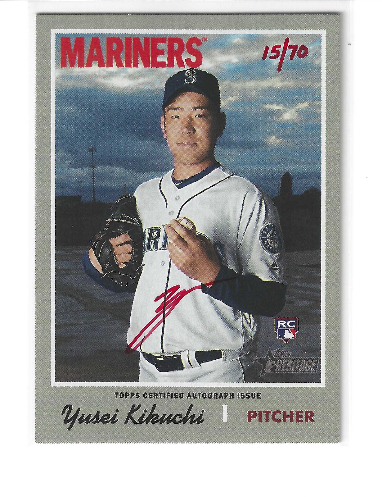 Yusei Kikuchi 2019 Topps Heritage HN Special Edition Real One Red RC Auto #/70
