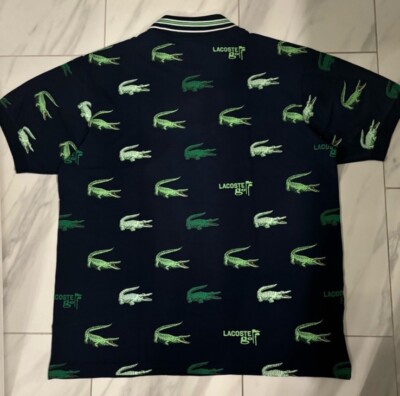 Lacoste Sport Men's All Over Croc Classic Fit Polo T-Shirt Navy