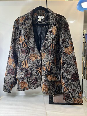 Coldwater Creek Womens Mixed Media Velvet Floral Tapestry Suit Jacket  Blazer 2x