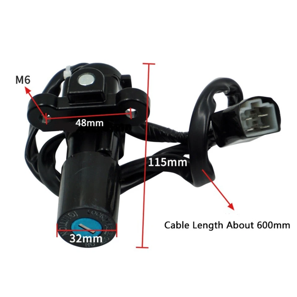 UK Ignition Key Switch Fuel Gas Cap Seat Lock Set For Yamaha YZF R25 R6 R3 RH07 - Image 2 of 4