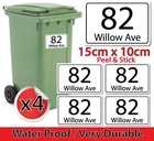 x4 Wheelie Bin Stickers Numbers Personalised Custom House Street Bin Number A6