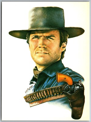 clint eastwood good bad ugly postcard artist signed Leon Garcia 4x6''