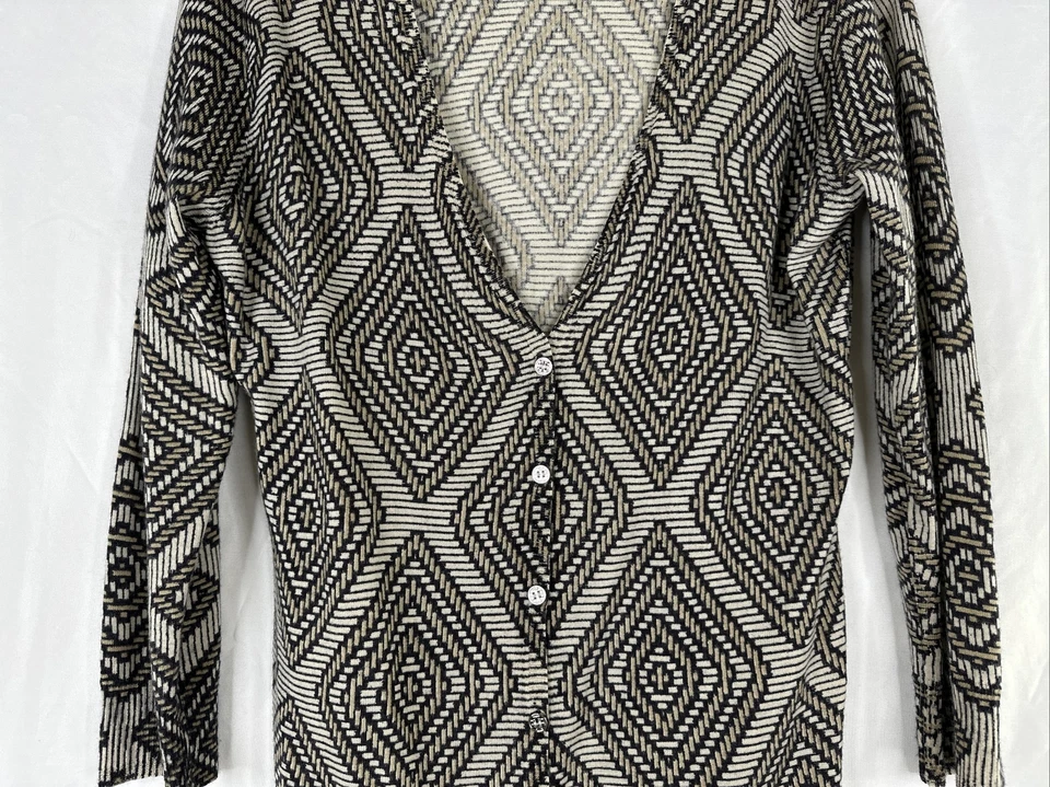 Cárdigan con botones de lana Tory Burch para mujer talla L geométrico manga 3/4 elástico Foto 3 de 4