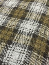 Harris Tweed - Olive green and grey tartan, Heavy Weight Brushed