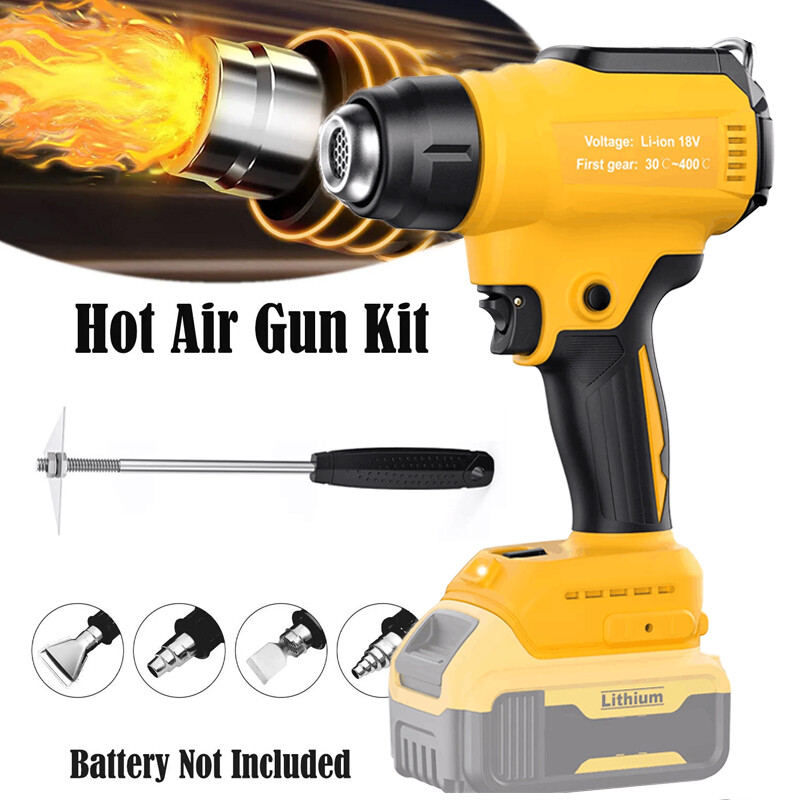 Cordless Heat Gun For Dewalt 20 Volt Battery Soldering Hot Air Gun w/ 4