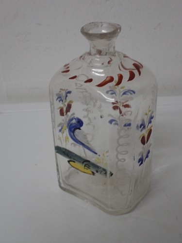 Tolle antike Emaillebemalte Glasflasche, Schnapsflasche, Biedermeier um 1820 - Bild 13 von 13