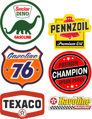 6x Öl Aufkleber 9cm Dino 76 Texaco Oldtimer Oldschool Hotrod Kult Sticker MG603