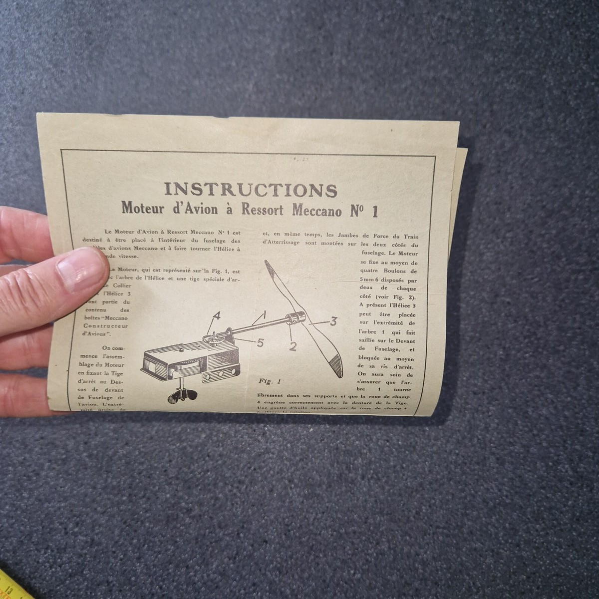 Livre Aviation Notice CONSTRUCTEUR 'AVIONS MECCANO Boîte N°00 - Originale, état Très Moyen, Pliée | Document Vintage Meccano France Avion De Chasse