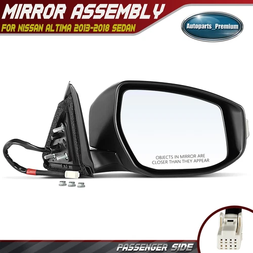 Passenger Power Mirror with Turn Signal Heated 6-Pin for Nissan Altima 2013-2018