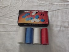 VINTAGE TOY GAME 100 CLAY POKER CHIPS UNUSED STILL SEALED IN PLASTIC